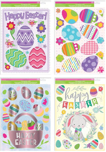 B-THERE Bundle of Easter Decorations Classic Window Clings 12" x 17" with Eggs Basket and Bunny