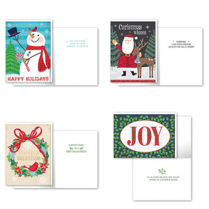 B-THERE Bundle of 12 Boxed Christmas Greeting Cards - Folk, Foil and Glitter Finishes with Envelopes