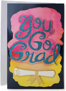 B-THERE Graduation Day Congratulations Greeting Card for Grads in High School or College, Large Handmade Beautifully Embellished Cards or Males or Females (Congrats Grad)
