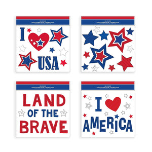 B-THERE Bundle of USA July 4 Decorations 11.5" x 12" Window Gel Clings