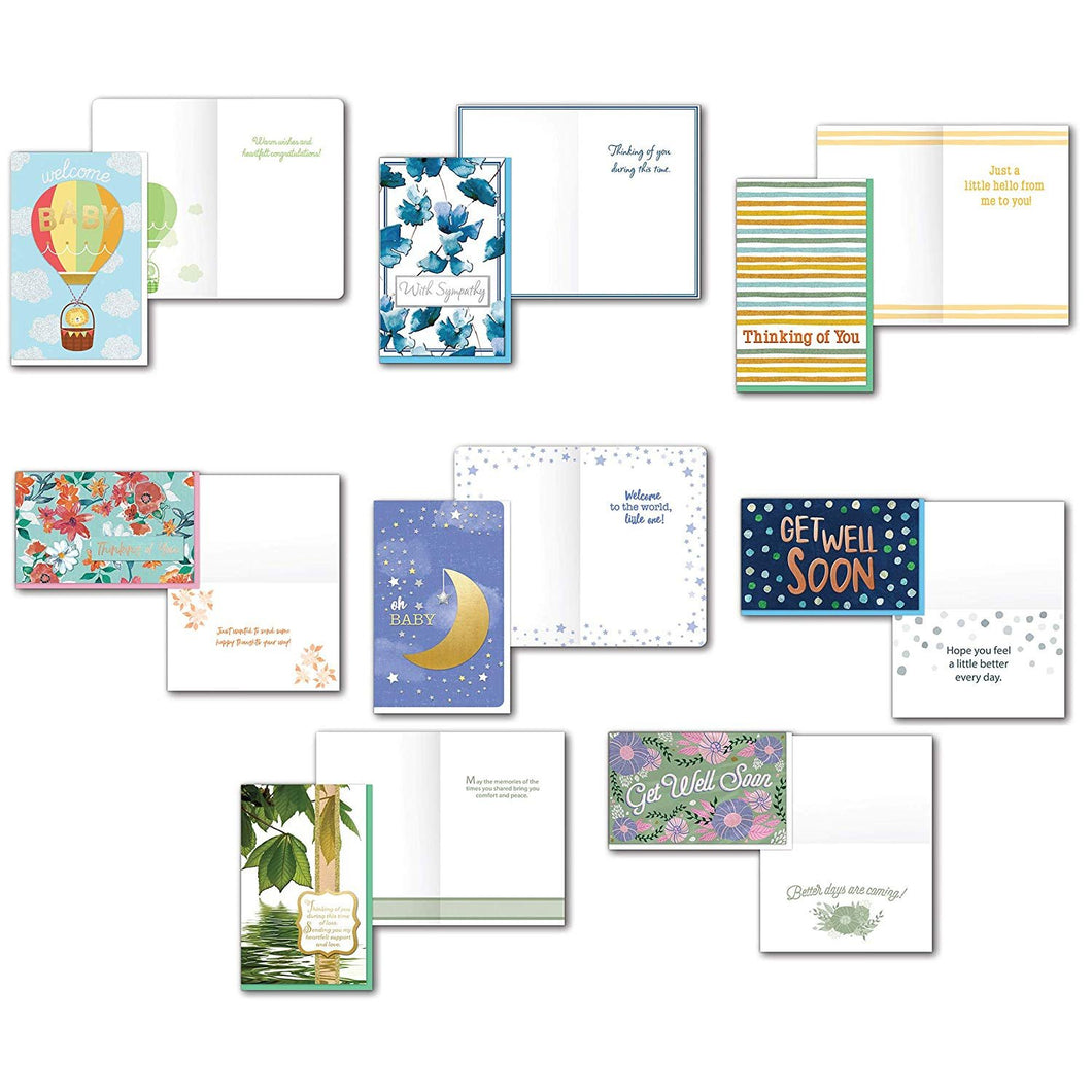 Bundle of 8 Large Handmade Embellished All Occasion Cards Embellished With Sentiment Inside