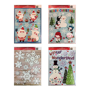 B-THERE Bundle of Christmas Holiday Winter Snowflake Window Clings Decoration 12" x 17" Scene
