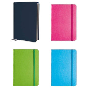 B-THERE Bundle of 4 Colorful Personal Notebooks, Notebook Set Lined Pages, Stationery Notepads w Textured Colored Covers, Elastic Band and Ribbon Bookmarks