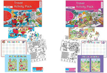 Load image into Gallery viewer, 2 Travel Activity Packs 1 Boys &amp; 1 Girls Each Containing 1 Puzzle, 2 Activity Sheets and 4 Crayons. Tic-Tac-Toe, Jigsaw Puzzle, Word Search, Coloring, Dot to Dot, Spot the Difference &amp; More
