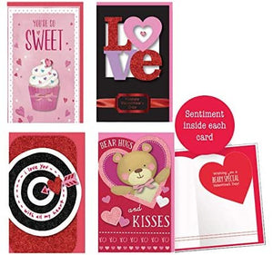 Valentines Day Card Set of 4 Large for Women & Men