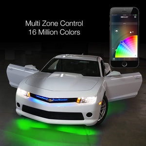 Xkchrome Bluetooth iOS Android Smartphone App Control Car LED Undercar + Interior + Wheel Accent Light Kit Millions of Colors Patterns Dual Zone Music Sync Smart Brake Feature for Honda Nissan Hyundai Toyota Lexus Infiniti Acura Chevy Ford Dodge Audi...