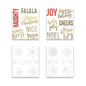 B-THERE Bundle of Christmas Xmas Decorations 6" x 8" Adhesive Foil Decals, Winter Holiday Decorations