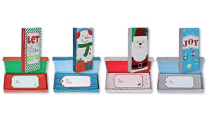 Glitter and Foil Finish Christmas Gift Card Holder Box for Small Gifts or Gift Cards with Snowman, Santa, Christmas Balls, Snowflakes
