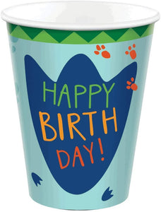 amscan Dinosaur Happy Birthday 250ml Paper Cups 8 pack