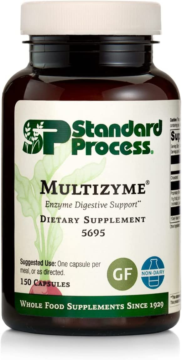 Standard Process Multizyme - Whole Food Pancreas Support, Pancreatin Digestive Enzymes, Digestive Health and Pancreatic Enzymes with Cellulase, Papain, Amylase, Lipase and More - 150 Capsules