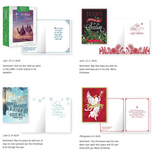 Load image into Gallery viewer, B-THERE Bundle of 12 Boxed Christmas Greeting Cards - Religous, Foil and Glitter Finishes with Envelopes - Includes KJV Scriptures
