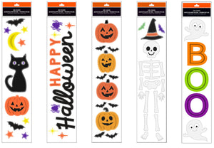 72 Halloween Gel Window Clings Decorations, Bats, Ghosts, Black Cats, Pumpkins, & More Thick Gel Decor Stickers for Kids, Toddlers, Adults