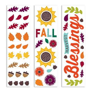 B-THERE Bundle of Harvest Fall Decorations 5.5" x 21" Window Gel Clings, Thanksgiving Decorations