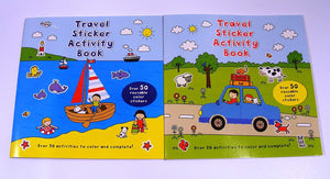 Travel Games for Kids Activity Books Coloring Sticker Book 1 set of 2 Different Books Coloring and Sticker Books, Word Search, Travel Games, Color the Shapes, Spot The Difference, Color the Shapes Follow the Lines, Word Search, How Many?, Crosswords, and
