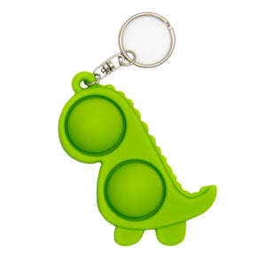B-THERE Pop it Fidget Toy, Dinosaur Sensory Push Bubble Keychain (Red)