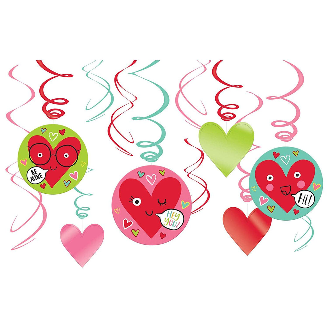 Heart Face Value Pack Foil Swirl Decorations