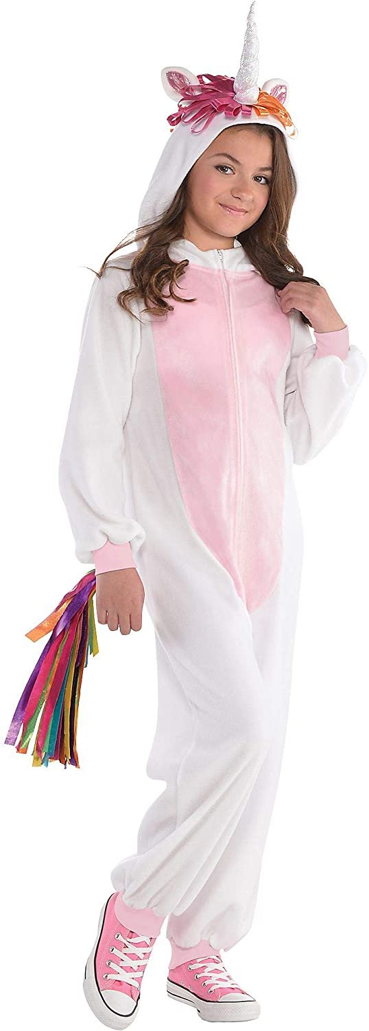 amscan Girls Unicorn Hooded Onesie, Small ( 4-6)- 1 pc., Multicolor