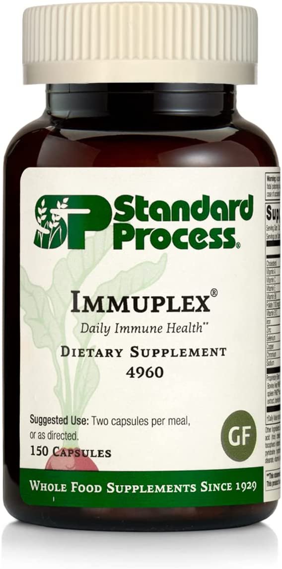 Standard Process Immuplex - Whole Food Immune Support and Antioxidant Support with Chromium, Folate, Vitamin B6, Copper, Selenium, Vitamin A - 150 Capsules