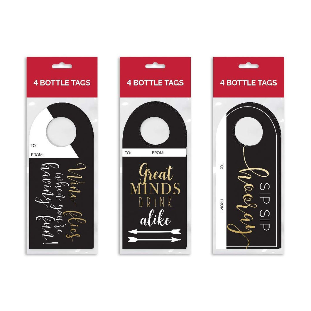 B-THERE Bundle of 12 Kraft Wine Bottle Gift Tags, Great for Wine Gifting