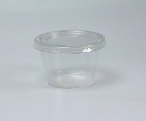 Disposable 4oz Plastic Condiment Cups with Lids, Souffle Portion, Jello Shot Cups, Salad Dressing, Sauce (200, Clear)