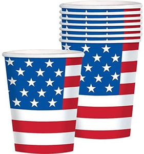 amscan Patriotic 4th of July Let Freedom Ring Hot or Cold Drink Paper Cups (8 Pack), Multi Color, 5.5 x 3