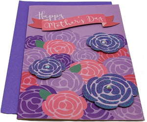B-THERE Bundle of 8 Handmade Mother's Day Cards - Large Beautifully Embellished W/ Tip-ons, Foil & Glitter