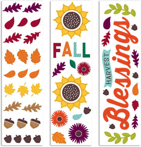 B-THERE Bundle of Harvest Fall Decorations 5.5" x 21" Window Gel Clings, Thanksgiving Decorations
