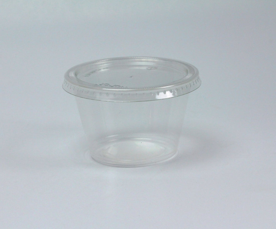 Disposable 4oz Plastic Condiment Cups with Lids, Souffle Portion, Jello Shot Cups, Salad Dressing, Sauce (200, Clear)