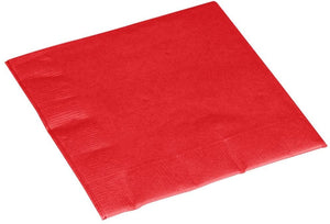 Amscan Value Solid Beverage Napkins, Apple Red Party Supplies, 5" x 5"
