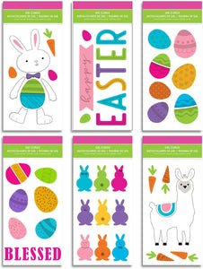 Easter Window Gel Clings - Pack of 6 Sheets of Easter Window Sticker Decorations with Llama, Easter, Bunny, Eggs and More!