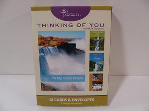 Boxed Cards: Thinking of You with KJV Scripture-Waterfalls