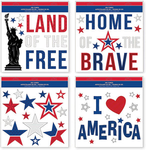 B-THERE Bundle of USA July 4 Patriotic American Window Gel Clings Decorations 11.5" x 12"