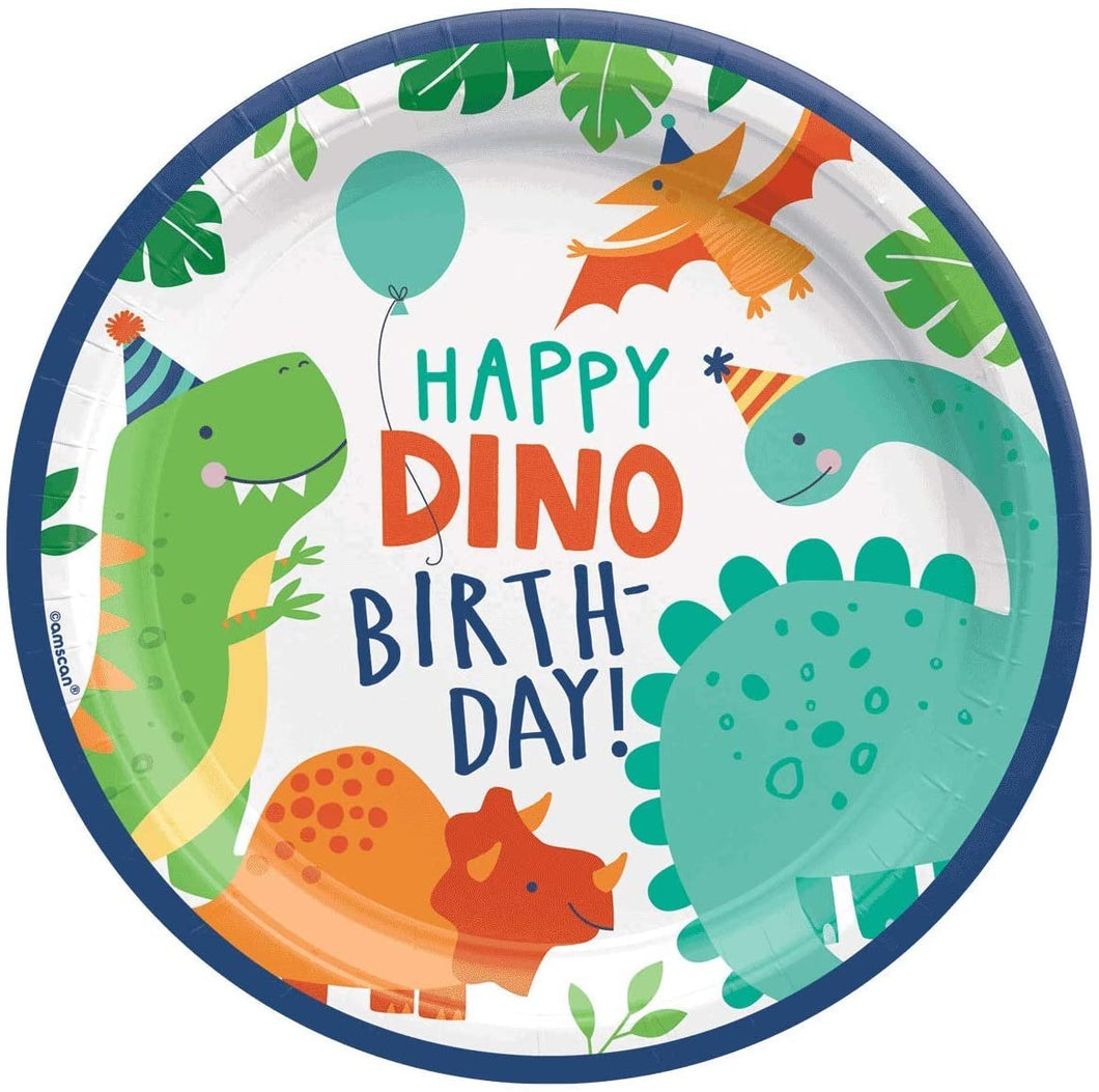 amscan Dinosaur Party Birthday 23cm Paper Plates 8 Pack