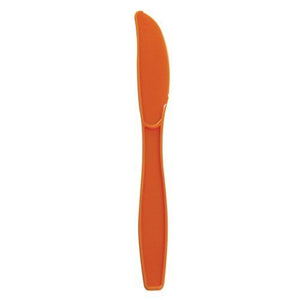 B-Kind Party Pack Cutlery Thick Strong and Durable Extra Heavy Weight Disposable Orange Knives for Camping, Picnics, Parties, and Weddings (100)