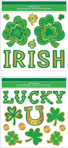 B-THERE Bundle of St. Patrick's Day Embossed Wall Art Decal Stickers 10” x 12” with Shamrocks, Clovers, Lucky U, Irish, Pot of Gold Gels.