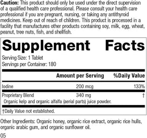 Standard Process Organically Bound Minerals - Whole Food Nervous System Supplements, Iodine Supplement and Thyroid Support with Alfalfa and Kelp - 180 Tablets
