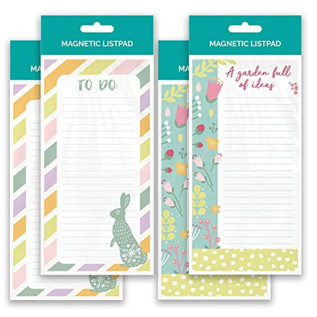 B-THERE Bundle of 4 Easter Spring Magnetic List Pads, Grocery Shopping List Pads, Shopping List