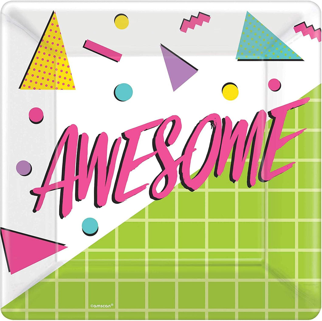 amscan Awesome Disposable Square Paper Plates, 10